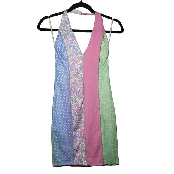 Princess Polly Women's Shanelle Splice Mini Floral Dot Patch Dress Size 2 Summer - Picture 2 of 8